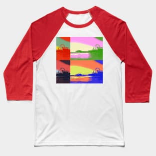 Santa Monica Pier funky Pop Art Collage Baseball T-Shirt